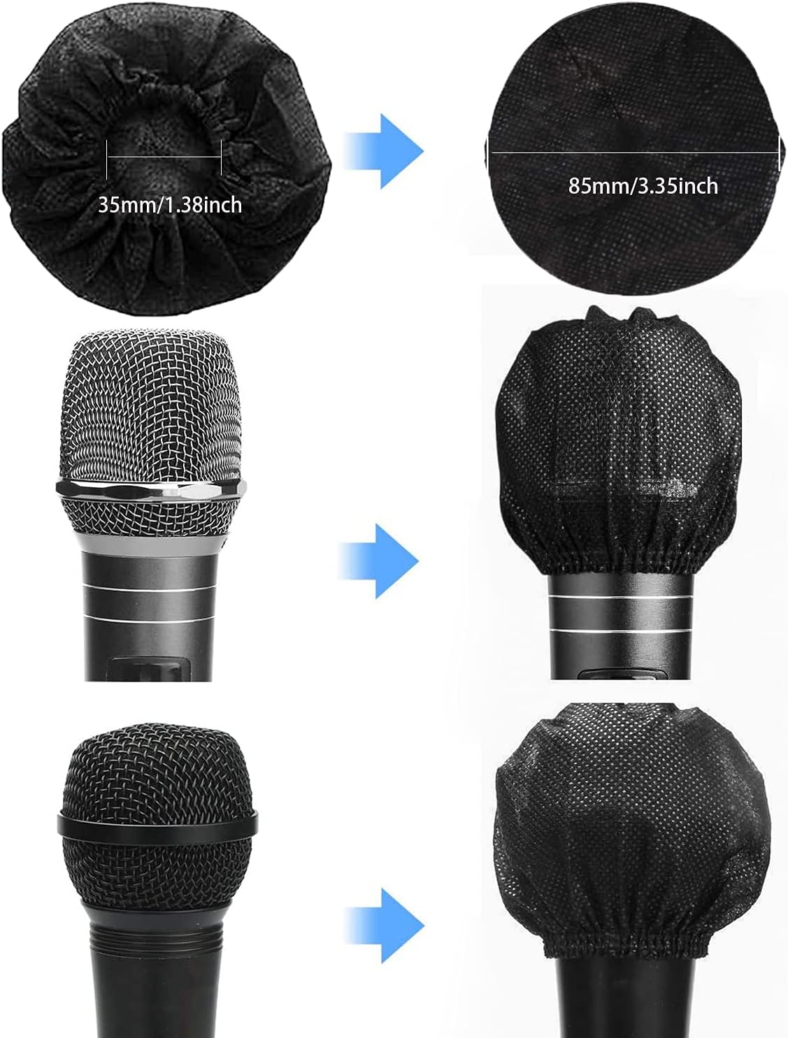 100PCS Microphone Cover Disposable Non-Woven Microphone Windscreen Protective Cap Karaoke Mic Cover for KTV Ho - view 2