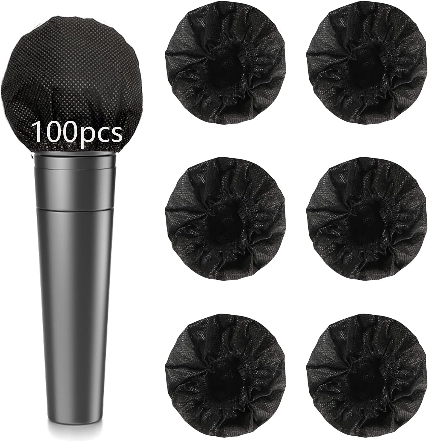100PCS Microphone Cover Disposable Non-Woven Microphone Windscreen Protective Cap Karaoke Mic Cover for KTV Ho