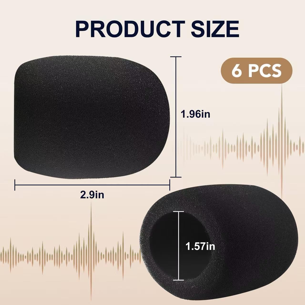 6 Pack Microphone Covers Foam Mic Windscreen for Handheld Mics - view 2