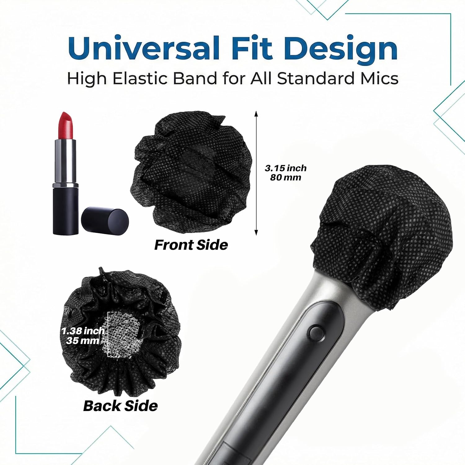 MAQIHAN 100PCS Disposable Microphone Cover – Black Mic Cover Handheld - view 2